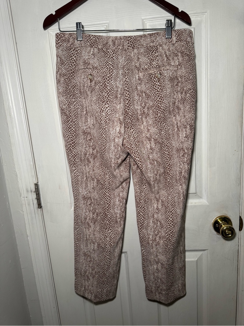Banana Republic Taupe Snake-Print Cropped Ponte Pants